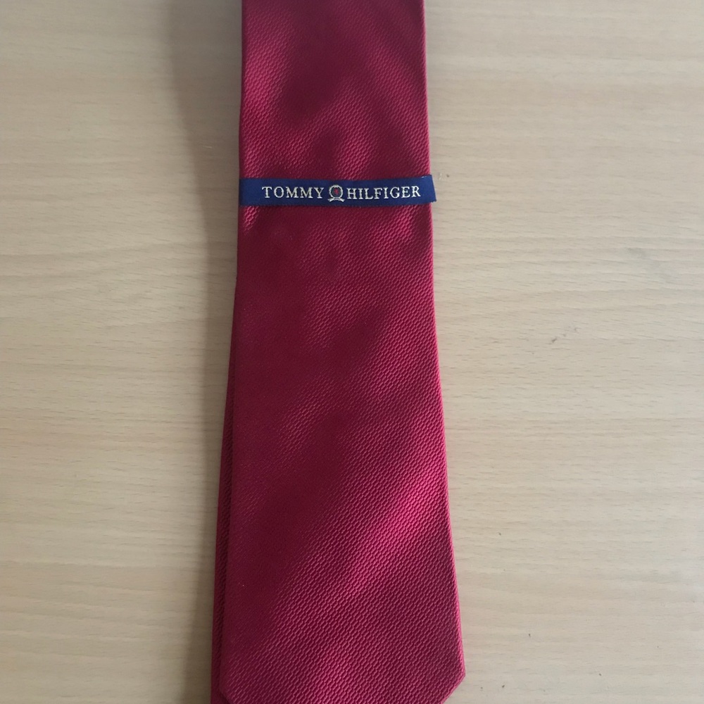 Tommy Hilfiger Dark Red Silk Tie